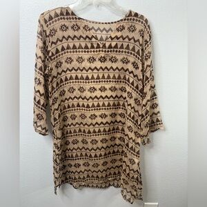 Burton & Burton Sheer 3/4 Length Sleeve Blouse size M/L NWOT